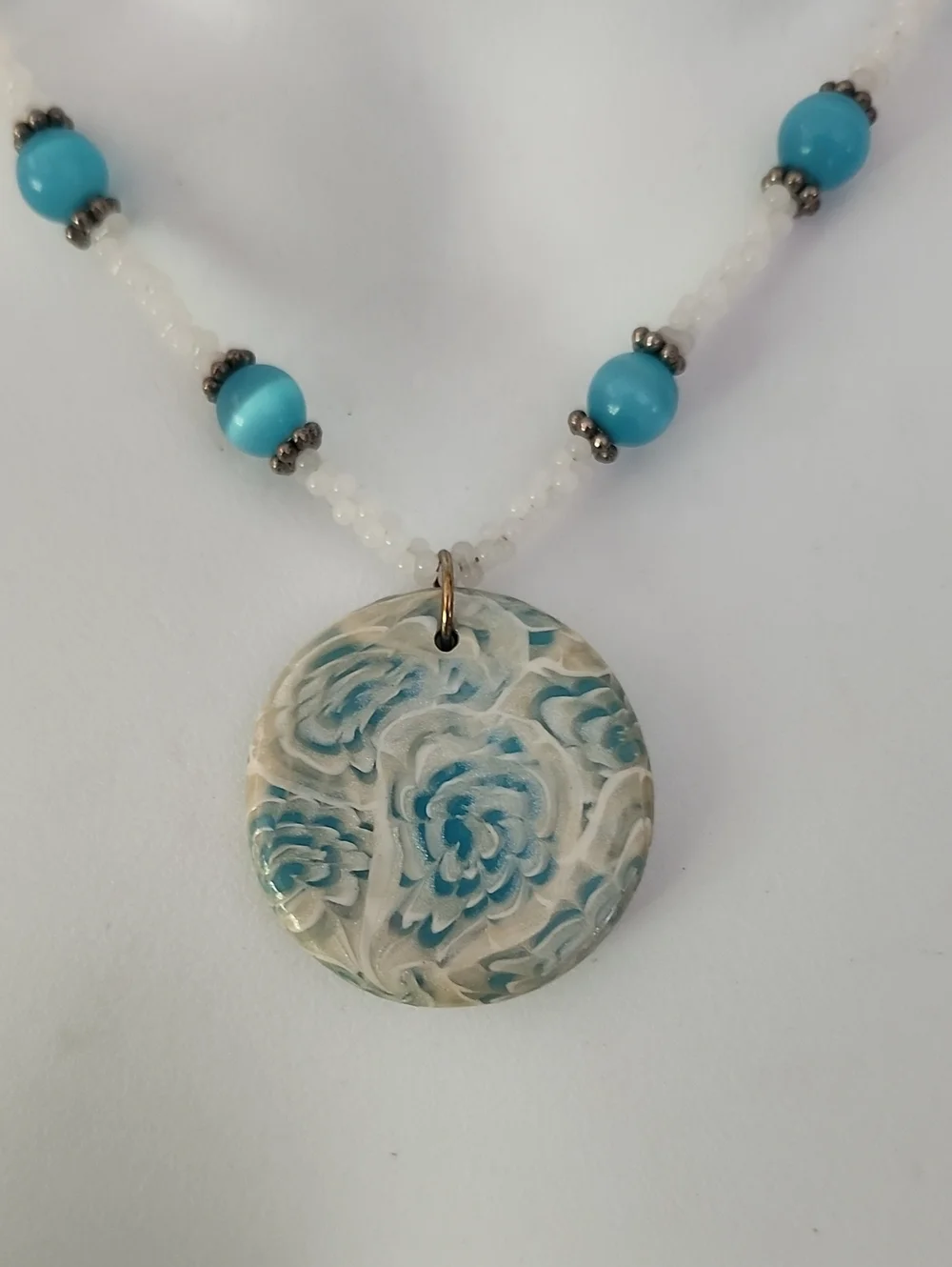 Handcrafted Turquoise Floral Pendant Necklace